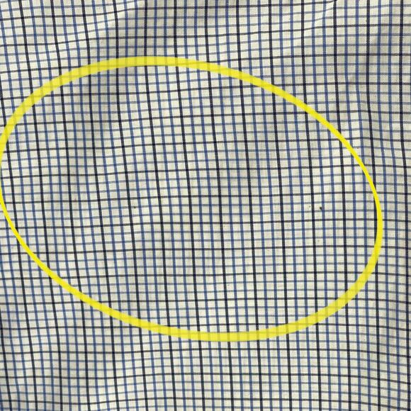 Tommy Hilfiger Button Up Shirt Mens Size Large L Blue White Gray Plaid FLAW - Picture 3 of 9